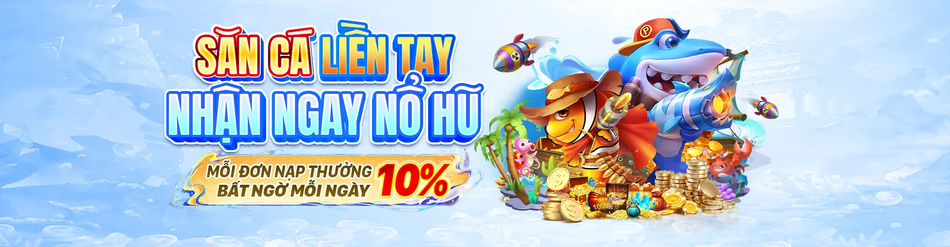 Hình ảnh chính của game bắn cá U888 với cảnh đại dương và các loài cá đầy màu sắc